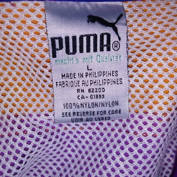 Vintage Puma Windbreaker Jacket Large Purple Orange Retro Embroidered Colorblock - Picture 11 of 11